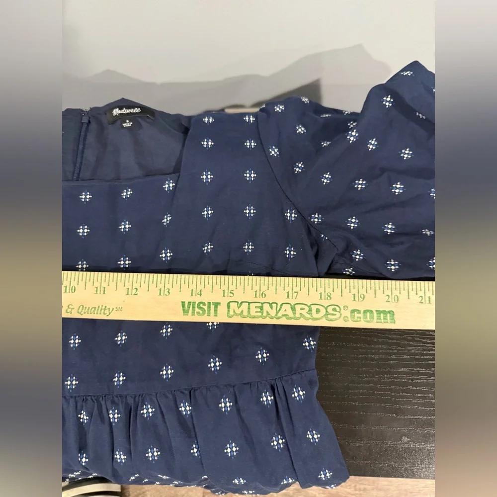 Madewell Blue Dress with‎ White Pattern